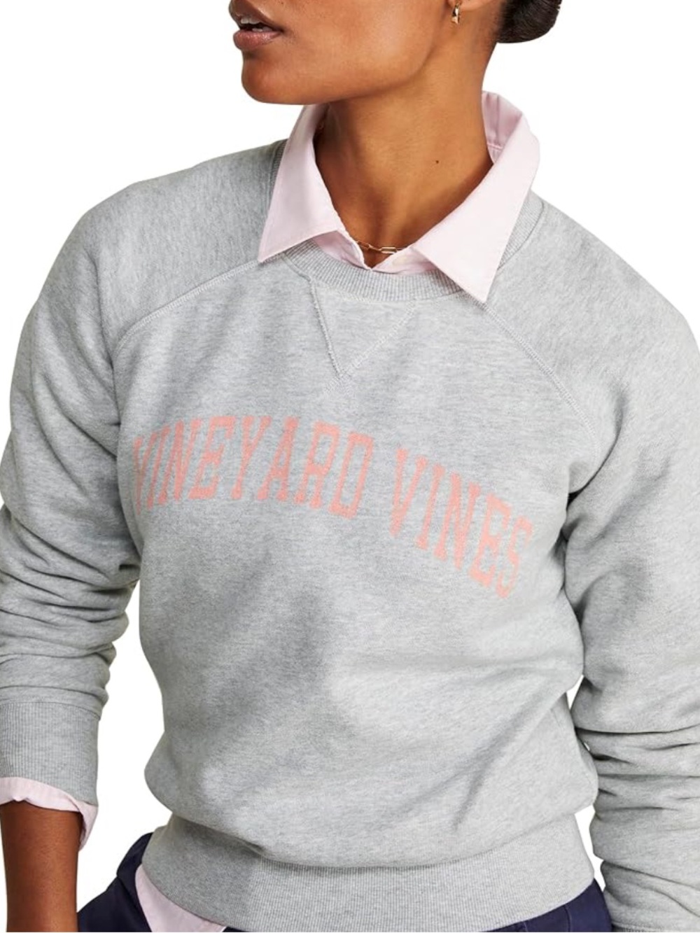 Vineyard Vines Cotton Gray Graphic Terry Logo Raglan Sweatshirt